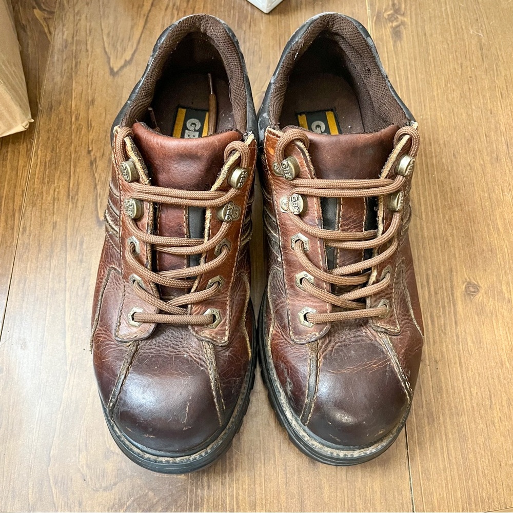 Vintage Grunge Goth Mens 10 Distressed Chunky Leather Platform Shoes Brown